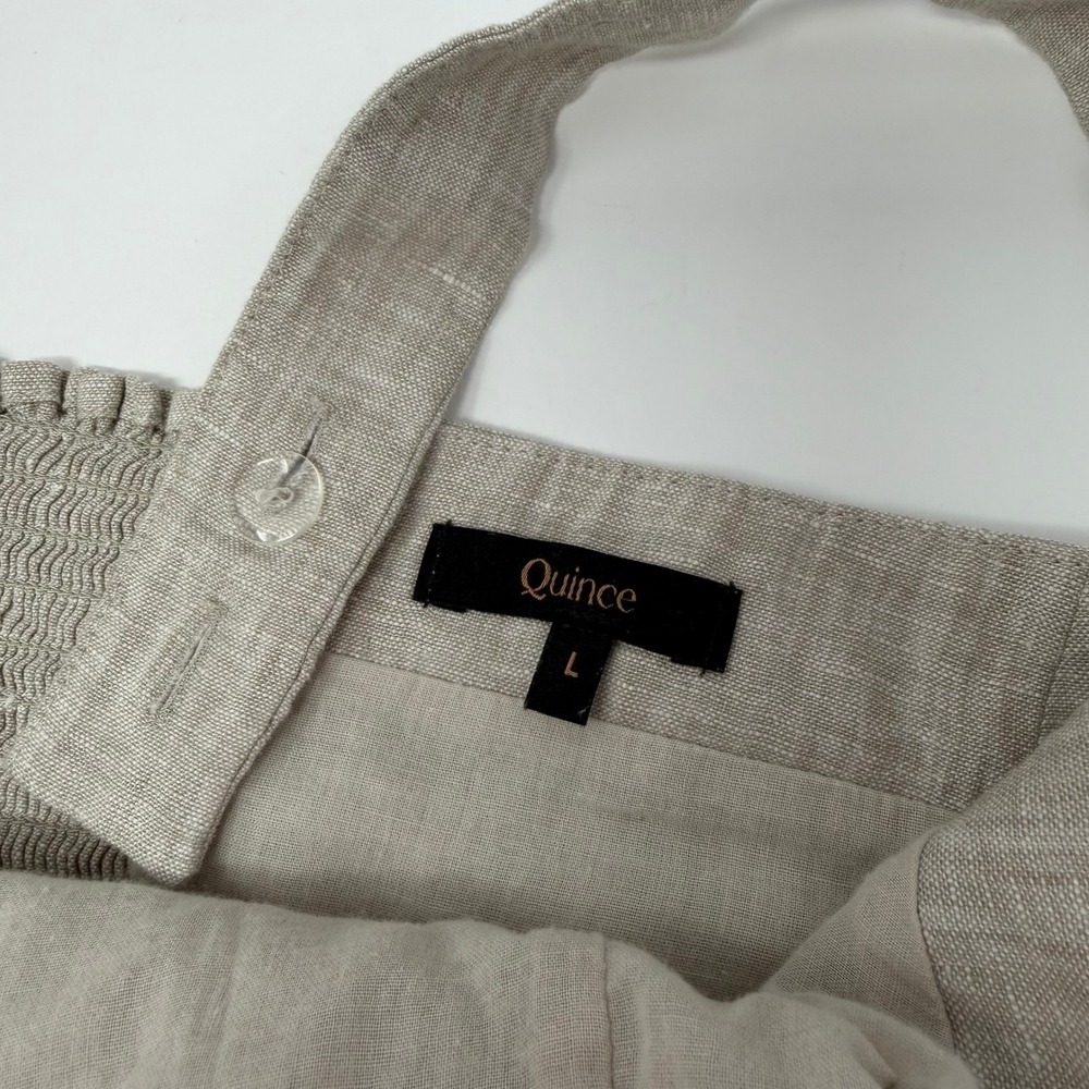 Quince European 100% Linen Fitted Tank Top Flax Beige Size Large Square Neck - Picture 4 of 7